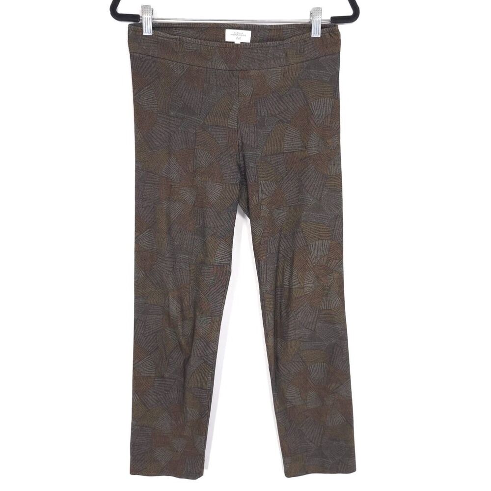 AVENUE MONTAIGNE Geometric Ankle Pants Brown Pull On Size 8 USA MADE Handcrafted - Picture 1 of 10